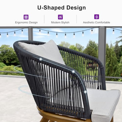 PURPLE LEAF 9 Pieces Outdoor Metal Furniture Set Patio Conversation Sets Wood Pattern Dining Set, 1 Dining Table and 8 Modern Chairs with Cushions Seat - color: Teak, size: 9 Pcs, style: Square