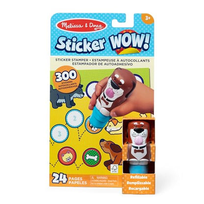 Melissa & Doug Sticker Wow!™ 24-Page Activity Pad and Sticker Stamper, 300 Stickers, Arts and Crafts Fidget Toy Collectible Character – Dog - for Kids Ages 3+ - FSC Certified - color: Dog, size: Single