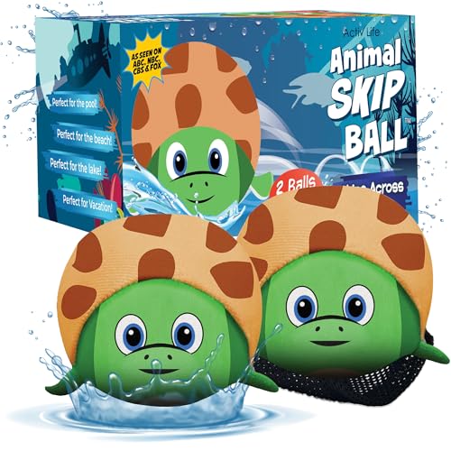 Activ Life The Ultimate Water Skip Balls, Water Bouncing Ball for Swimming Pool, Beach Toys for Friends, Family, Kids and Adults - style: Turtles