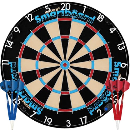 Unicorn Smartboard Bristle Dartboard - Bristle Board with Bluetooth LE Technology - 6 Steel-Tip Darts Included - 12 Players - Multiple Game Options - Online and Solo Play with Scorebuddy App