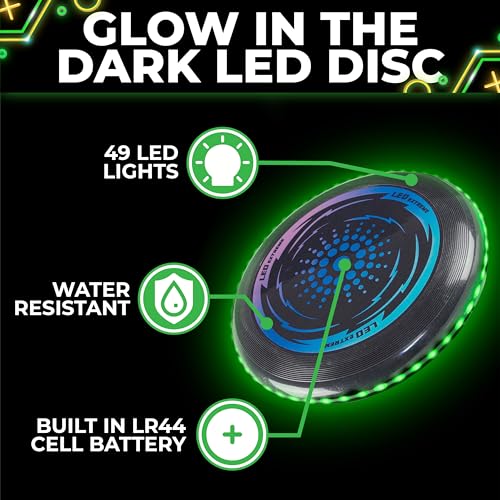 Toysery LED Light Up Fresbee - Glow in The Dark Fresbee for Kids and Adults, Flying Disc Adventure for Day and Night - Easy to Use Ideal for Camping Game - color: Green