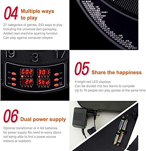 Electronic Dart Board, Electronic Dartboard, Classic Darts for 16 Players, Darts Game with LED Display, Including 6 Soft Darts and 24 Dart Heads for Indoor and Outdoor Garden Office Gifts