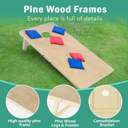 Cornhole Board Set, 4 ft x 2 ft Regulation Size Corn Hole Game Set for Adults with 8 Corn Hole Toss Bags and Carrying Case