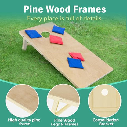 Cornhole Board Set, 4 ft x 2 ft Regulation Size Corn Hole Game Set for Adults with 8 Corn Hole Toss Bags and Carrying Case