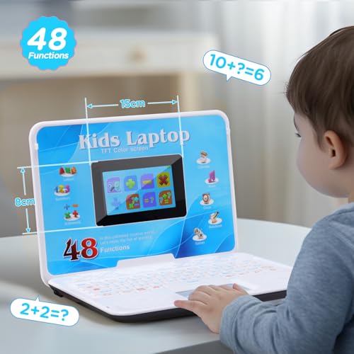 Kids Laptop, Color Screen Educational Laptop with 48 Learning Modes, Laptop for Kids Ages 5+ - style: WHITE