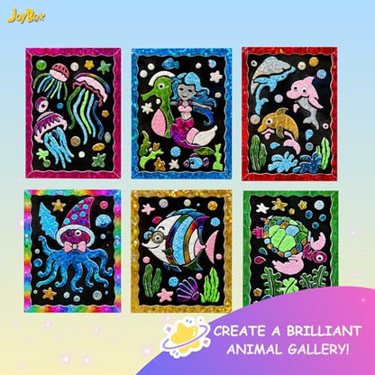 JoyBox Foil Art & Glow Sequin Art Craft Kit 2-in-1, foil Fun Art kit for Kids 6+, Luminous Day & Night Sensory Activity, Mindful Relaxing Arts & Crafts Gifts for Girls, Boys, All Ages-Mermaid Set - color: Mermaid