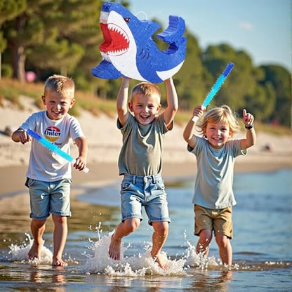 WERNNSAI Shark Piñata - Ocean Shark Birthday Party Decorations Kids Boys Piñata with Blindfold and Bat for Under the Sea Party Supplies Baby Shower Birthday Game Set - style: Shark
