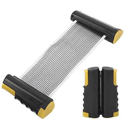 Retractable Table Tennis Net Rack, Portable Plastic Polyester Cotton, Telescopic Length up to 170cm669inch/., Install Spring Clamp System, Stable on - color: Yellow and black on the wavy side