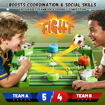 Remote Control Foosball Table Game, Mini Soccer Board Games with 3 Balls & 4 Remote Controllers, Football Tabletop Games Toy for Kids and Adults 3 4 5 6 7 8-12+Years Old - Gift for Boys Girls