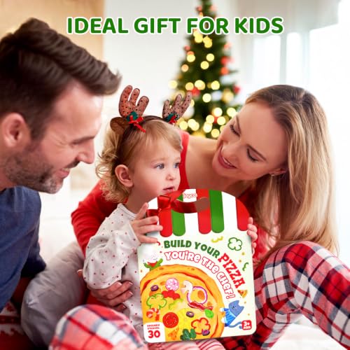 JoyCat Reusable Sticker Book - Stickers for Toddlers, Kids Sticker Activity Book, Travel Toys for Road Trip, Car & Airplane, Educational Learning Gifts for Boys and Girls Ages 3-5 (Pizza-Making) - style: Pizza