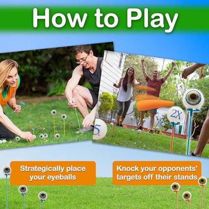 Eyeballs of Madness: Like Horseshoes with Strategy…and a Fleshy Carrot | 2-6 Players | Compare to Yard Games and Outdoor Games Like Cornhole, Lawn Darts, Bean Bag Toss | Use Agility and Brains to Win!