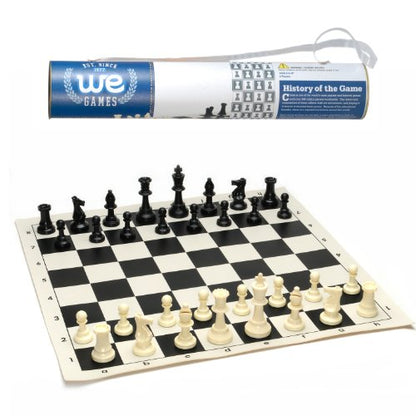 WE Games Chess Sets for Adults, Chess Board is 17 in., Chess Pieces with 3.08 inch King Travel Chess Set, Board Games Storage in Convenient Portable Carry Tube, Games for Adults - size: 17 x 17 inches