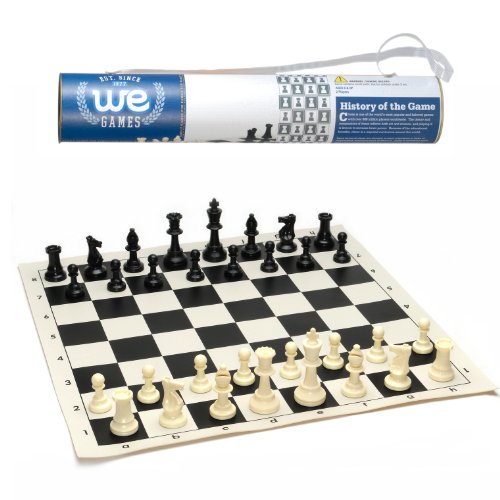 WE Games Chess Sets for Adults, Chess Board is 17 in., Chess Pieces with 3.08 inch King Travel Chess Set, Board Games Storage in Convenient Portable Carry Tube, Games for Adults - size: 17 x 17 inches