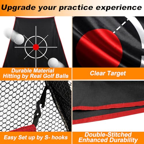 Gagalileo Golf Target Cloth: Protective Net Portable Easy Setup with S-Hooks & Ropes Indoor Outdoor Practice All Golfers Training Accuracy for Backyard Garage - size: 5.7x4.7x2.7FT
