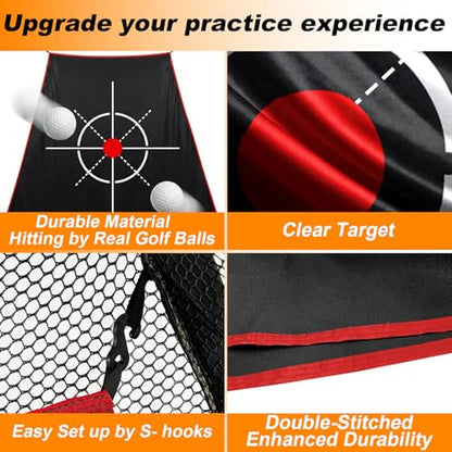 Gagalileo Golf Target Cloth: Protective Net Portable Easy Setup with S-Hooks & Ropes Indoor Outdoor Practice All Golfers Training Accuracy for Backyard Garage - size: 5.7x4.7x2.7FT
