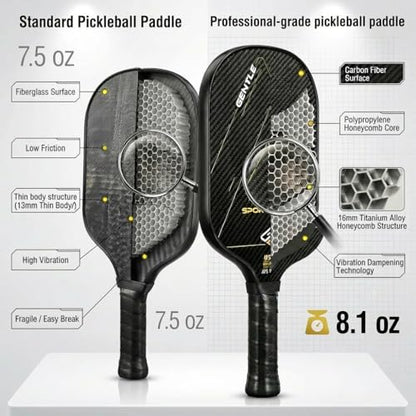 GBS Pickleball Paddle,USAPA certified,3K T700 carbon fiber surface,16mm titanium alloy honeycomb shock-absorbing core,high torque rotational control,powerful stroke,ThermoEdge thermoforming technology