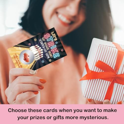 50 Pcs Let's Strike Up Some Fun Scratch Off Game Cards for Party | Bowling Themed Scratch Cards for Bowling Lovers, Birthday Party, Sports Lottery Group Games, Enterprises Activity Supplies - color: Dark