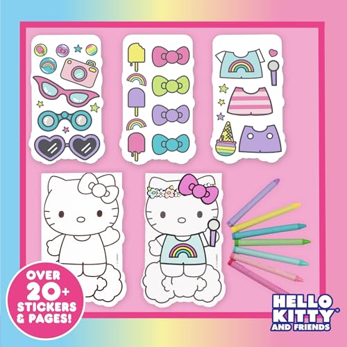 Hello Kitty and Friends 2-in-1 Coloring & Sticker Book, Includes 25+ Stickers, Crayons, Sanrio Sticker Book, 5 Year Old Girl Gift, Toddler Girl Toys, Hello Kitty Toys, Sanrio Stuff, Girl Toys Age 4-5 - style: Hello Kitty and Friends