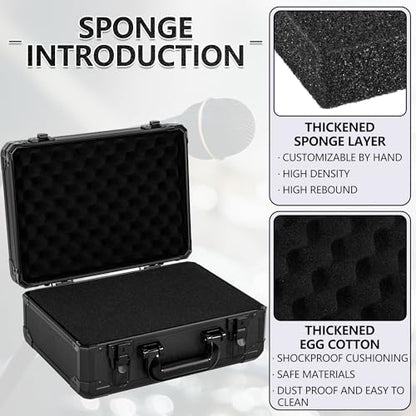 14 Inch Carrying Case With Customizable Pre-Diced Foam, Aluminum Case, Aluminum Alloy Sturdy Build, Storage Case for Microphone, Equipment, Camera, Tools, Recorder, etc - size: 14.2x10.2x5.9 Inch