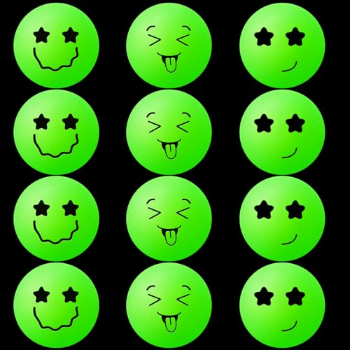 Soulchen 40mm Glow in The Dark Table Tennis Balls Bulk, Carnival Game Night, Neon Birthday Party Favors, Classroom Rewards, Goodie Bag Filler, Pet Playmate - color: Glow in the Dark Green, size: Mixed Faces