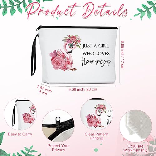 Sieral 2 Pcs Animal Lover Bag Gift for Women Travel Canvas Tote Portable Zipper Pouch Canvas Reusable Grocery Tote - style: Flamingo