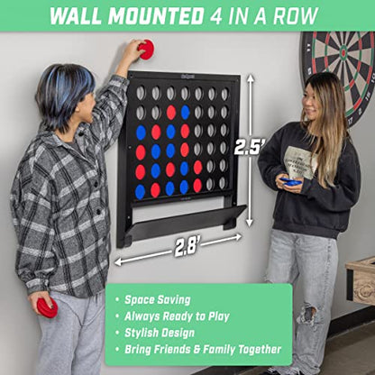 GoSports Wall Mounted Giant 4 in a Row - Jumbo Four in a Row with Coins - Black - color: Black