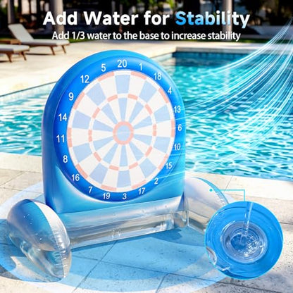 Inflatable Dart Board Water Game for Kids - Pool Toys with Sticky Balls, Safe PVC Material, Add Water for Stability, Includes 10 Balls & Air Pump, Ages 3-12 Family Outdoor Fun