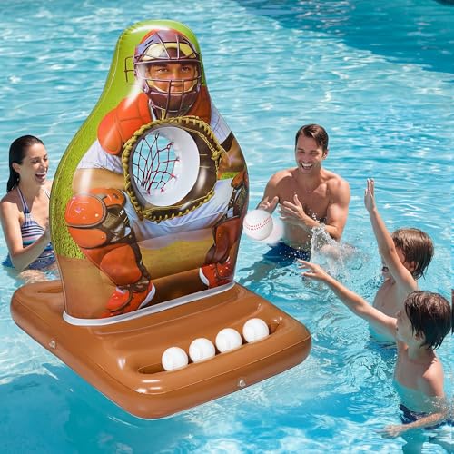 Pool Toys Games Set, Inflatable Pool Baseball Toss Game, Fun Swimming Floating Game Toy for Kids Adults, Outdoor Beach Yard Water Target Play, Summer Family Party Sports Gift Boy Girl Teen