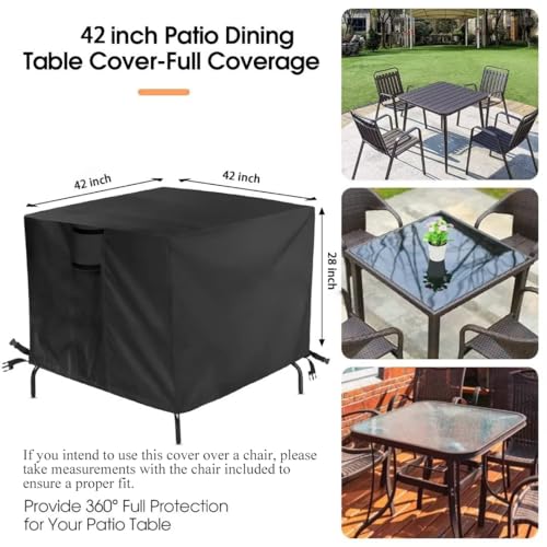 Outdoor Table Cover for Patio Bar Height Table, 42 Inch Square Outdoor Bistro High Top Table Cover, Waterproof Patio Furniture Covers for Small Tall Table - 42 X 42 X 28 Inch - size: 42" L x 42" W x 28" H