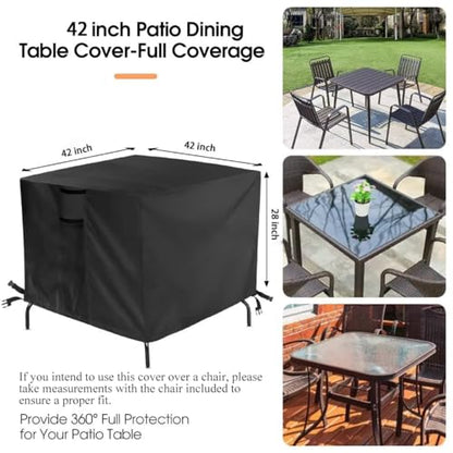 Outdoor Table Cover for Patio Bar Height Table, 42 Inch Square Outdoor Bistro High Top Table Cover, Waterproof Patio Furniture Covers for Small Tall Table - 42 X 42 X 28 Inch - size: 42" L x 42" W x 28" H