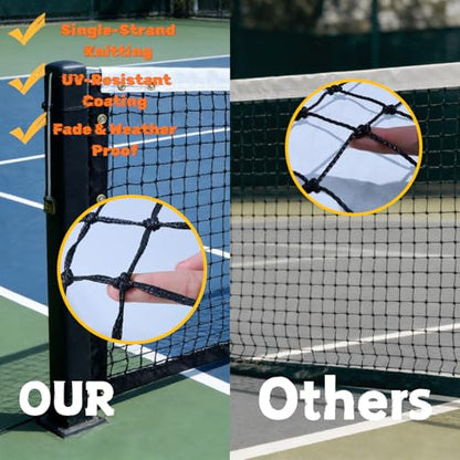 Professional Tennis Net 42ft x 3.5ft – 3.0mm Twisted PE, 4.5cm Mesh, UV/Waterproof, 6mm Steel Cable – Complete Kit with Poles & Ropes for Court, Backyard or Driveway