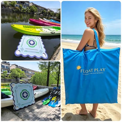 Floating Mahjong Table for Pool Game, Double Sided 31.5 inch Mahjong Mat & Board with Storage Bag, Versatile Adult Poker Domino Game, Aqua Water Float for Swimming Pool and Poolside