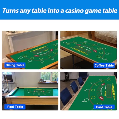 GSE Games & Sports Expert 36" x 72" Double-Sided Casino Layout Felt, Las Vegas Style Tabletop Mat for Parties, Home Entertainment, Poker Game Night - style: Blackjack&Baccarat
