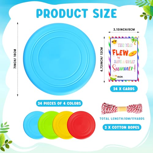Summer 7" Rubber Flying Discs with Ropes and Gift Cards Beach Party Favors Bulk Outdoor Games Pool Camping Toys for Group Activities Family Fun