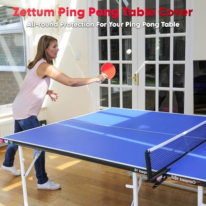 Zettum Ping Pong Table Cover - Table Tennis Cover Waterproof & Heavy Duty, 600D Covers for Table Tennis, Indoor Outdoor Table Covers Fits Universal 9x5 FT Tables Folding & Flat Tables