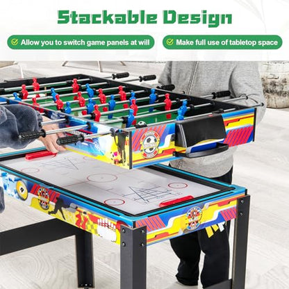 GYMAX 12 in 1 Multi Game Table, 48" Combo Game Table w/Billiards, Foosball, Ping Pong, Hockey, Shuffleboard, Bowling, Chess, Checkers, Backgammon and More for Party, Game Room, Family Night