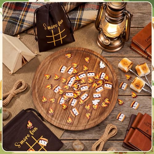 Sotiff 24 Sets Smore Fun Tic Tac Toe Party Favor Games with Drawstring Bags for Boys Girls Vbs Classroom Prizes Exchange Gifts - style: Smore Fun