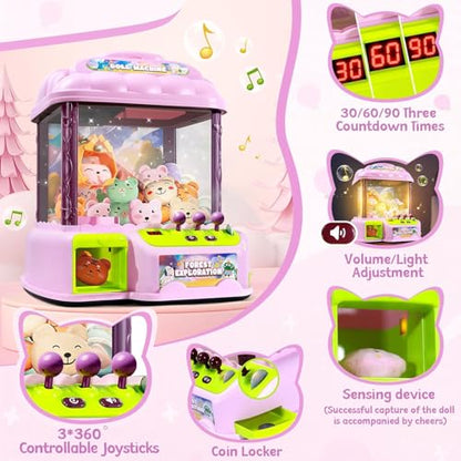 Large Claw Machine for Kids, Musical Electronic Arcade Game Console with Adjustable Sound, Christmas and Birthday Gift for Kids, Includes 30 Toys & 24 Game Coins & 20 Surprise Eggs - color: Lotus Root Pink