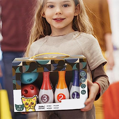 RiToEasysports Premium Plastic Kids Bowling Set, Funny Educational Toy Bowling Pins and Balls for Gross Motor Skills and Hand Eye Coordination