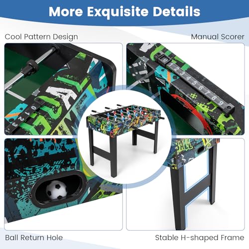 GYMAX Foosball Table, 37 Inch Soccer Table Game with 2 Balls, Manual Scorers, Sturdy MDF Construction for Game Room, Home, Office, Family Night