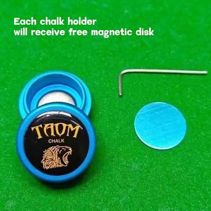 TAOM Pool Chalk Holder Round Shaped Practical Tool Billiards Accessories Magnetic Mini Chalk Tip Case Container Round Box Billiards - color: 2-Pink with Silicone Clip
