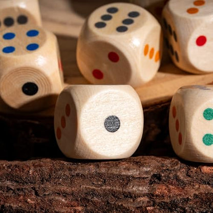 10pcs 16mm D6 Dice Set, Standard 6 Sided Dice Set Wooden Game Dices with Leather Bag for D&D, RPG,Table Board Game or Teaching Math - color: D6-color P