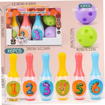 Kids Bowling 6pcs Plastic Bowling Pins 2 Balls Indoor Sports Game Toy for Kids Family Play - color: Large