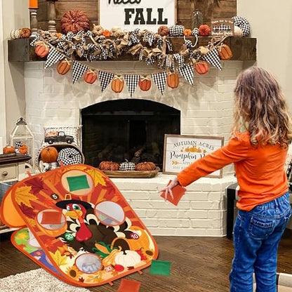 Thanksgiving Bean Bag Toss Games for Kids, Fall Festival Games Turkey Board Outdoor Toys for Toddlers, Thanksgiving Party Favors Activities Carnival Supplies Indoor Yard Games for Boys Girls Family