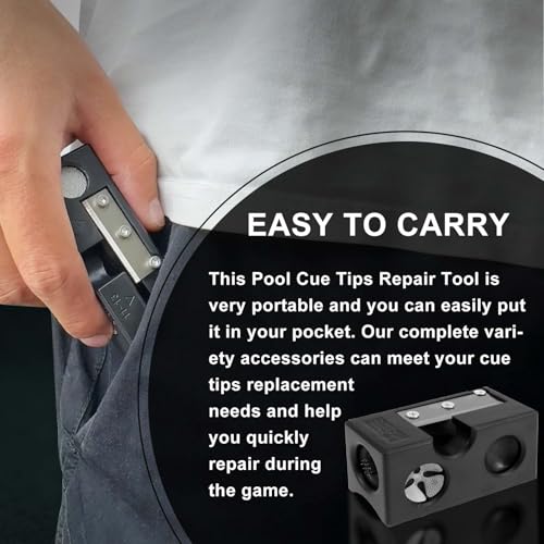 22 pcs Pool Cue Tips Replacement Kit, 8-in-1 Billiards Pool Cue Tip Shaper, Portable Pool Cue Repair Accessories for Replacement and Shaping Cue Tips for Billiards Enthusiastsm