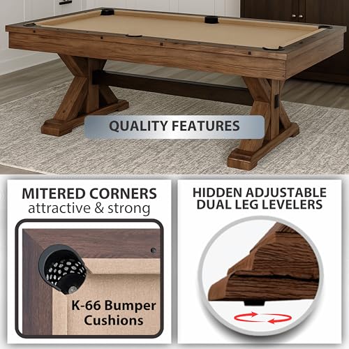 Freetime Fun 7 FT 3 in 1 Multi Game Pool Table with Dining Top Pool Table Ping Pong Table Combo, Includes Accessories and Tennis Paddles.