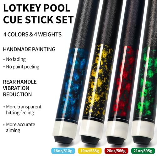 LOTKEY Pool Cue Sticks for Adults,Super Straightened Up 58'' 18 19 20 21oz Billiard Cues Canadian Maple Tacos De Billar Profesional Set of 4/3/2/1 House Bar Pool Que Table Beginner Pool Queue - color: 4 Pieces