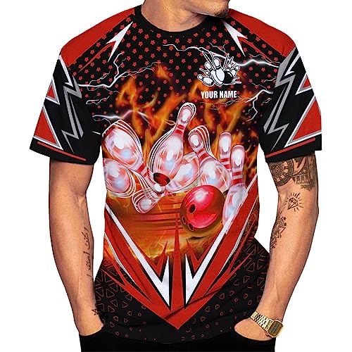 Rivelus Personalized Name Bowling Shirts for Men and Women 3D, Bowling Shirts for Team Bowling, Bowling Shirts Gift - color: Blm16