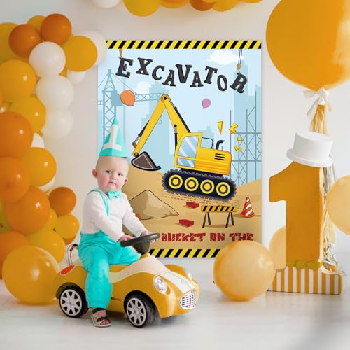 WERNNSAI Pin The Bucket on The Excavator Party Games - Construction Party Supplies Truck Birthday Construction Party Games with 24 Pcs Stickers for Birthday Activities - style: Construction 002