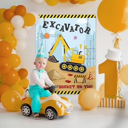 WERNNSAI Pin The Bucket on The Excavator Party Games - Construction Party Supplies Truck Birthday Construction Party Games with 24 Pcs Stickers for Birthday Activities - style: Construction 002